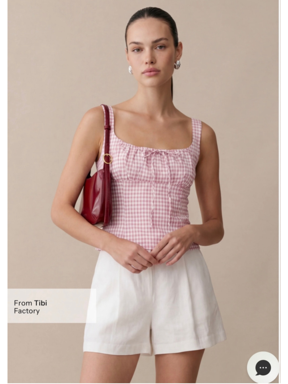 Women's kourt Federica Gingham Top Size 0 Pink and White